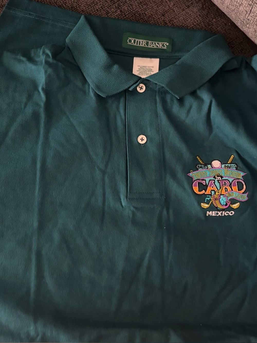 New Designer Outer Banks Golf Shirt Green Polo Shirt with Embroidered Graphic